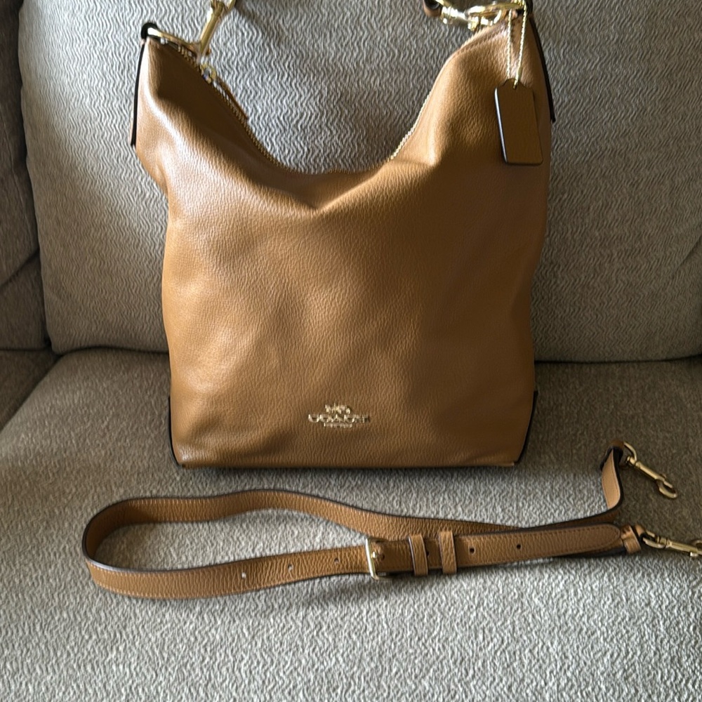 Large Coach rich Carmel leather Hobo bag with additional long strap